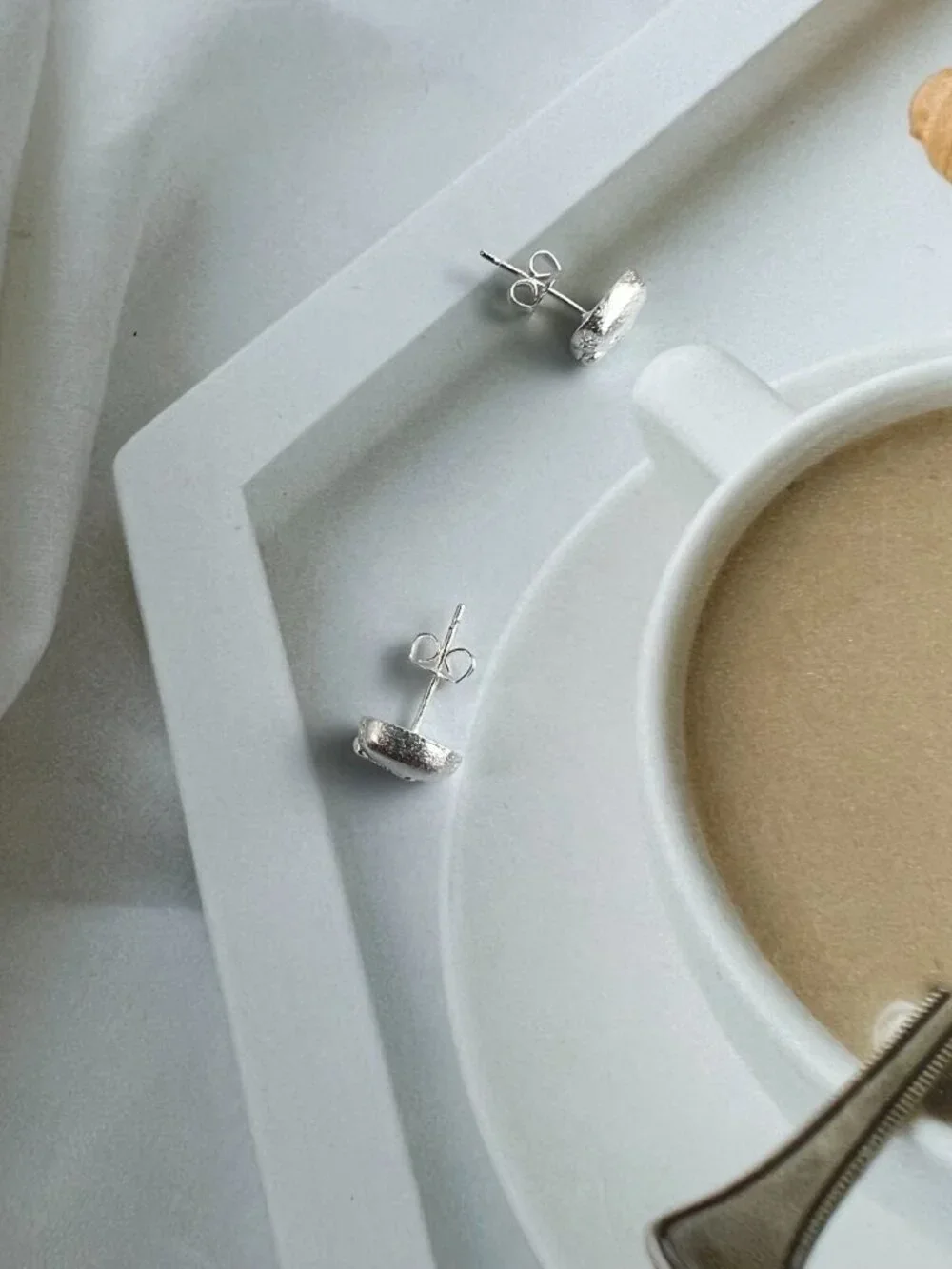 Hello Kitty Sterling Silver Diamond Stud Earrings